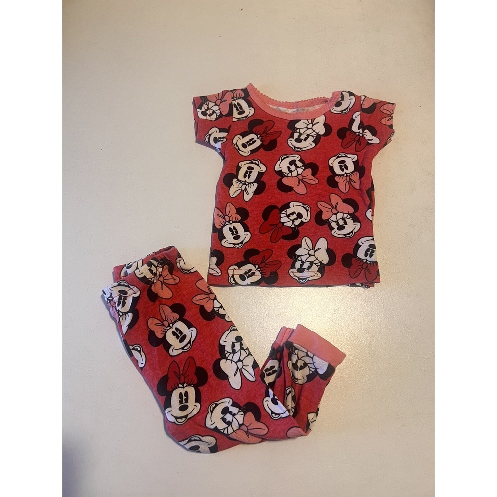 DISNEY Baby Kid Toddler Size 18 Months PJ Pajama Set‎ MINNIE MOUSE Short Sleeve